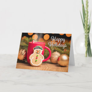 Happy Holidays For Anyone Cute Snowman Cookie Holiday Card