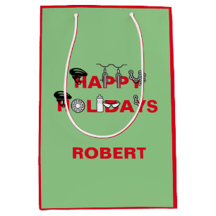 Happy Holidays For Cyclist Medium Gift Bag