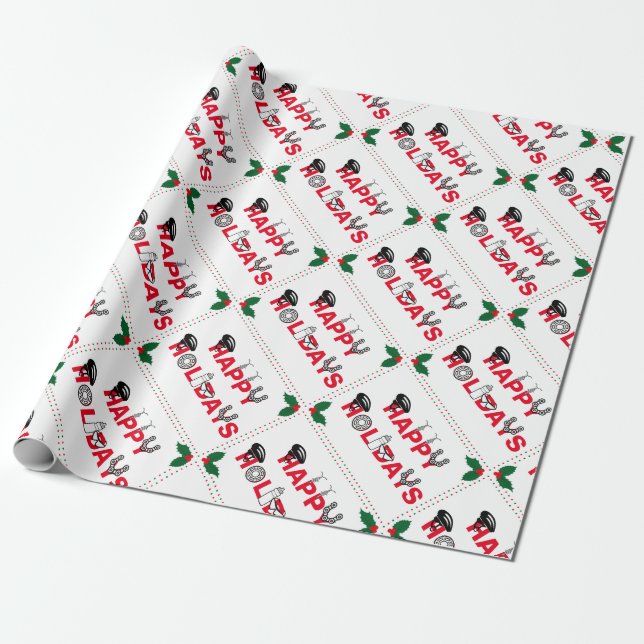 Happy Holidays For Cyclist  Wrapping Paper (Unrolled)