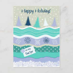 Happy Holidays for Teacher Snowflakes Scrapbooking Holiday Postcard