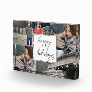Happy Holidays Four Photo Collage Block