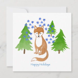 Happy Holidays Fox in the Woods Greeting Card
