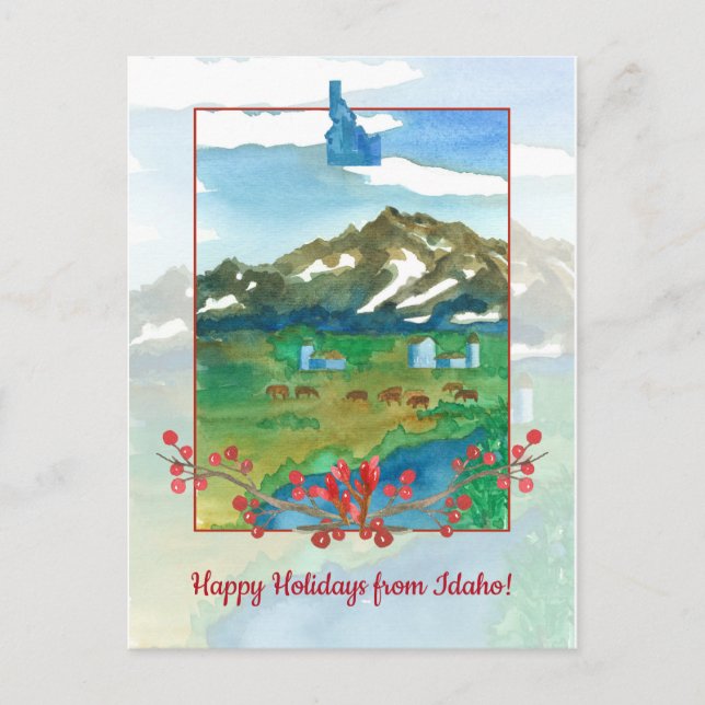 Happy Holidays from Idaho Ranch Cows Postcard (Front)
