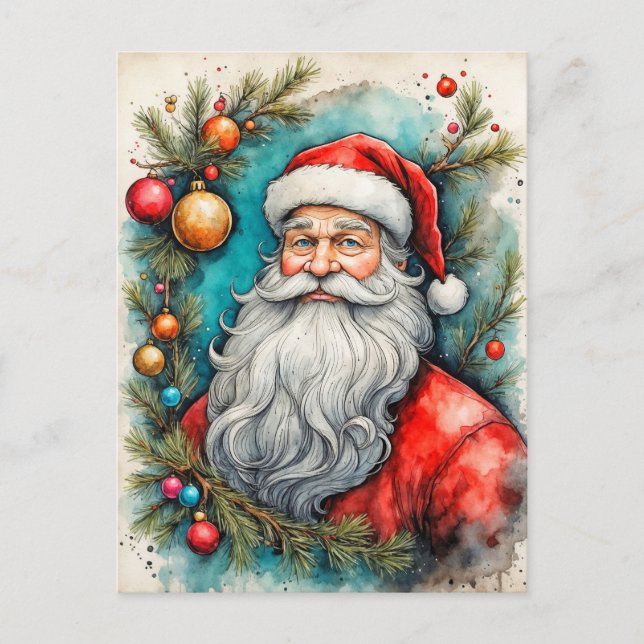 Happy Holidays From Santa Claus Postcard (Front)