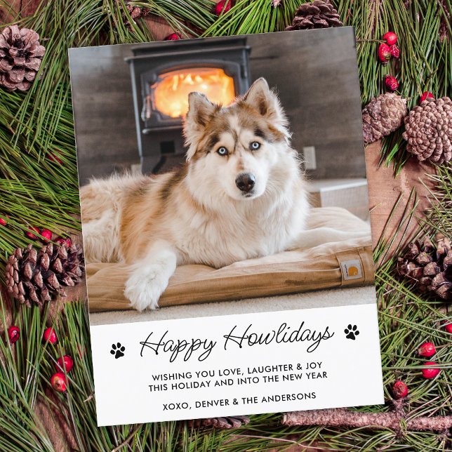 Happy Holidays From The Dog Cute Pet Photo Holiday Postcard (Creator Uploaded)