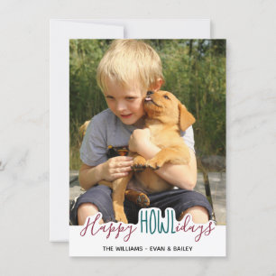 Happy Holidays from the Dog - Green Red Pet Photo Holiday Card