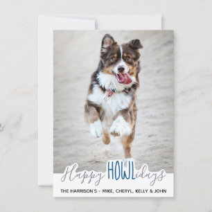 Happy Holidays from the Dog - Grey Blue Pet Photo Holiday Card