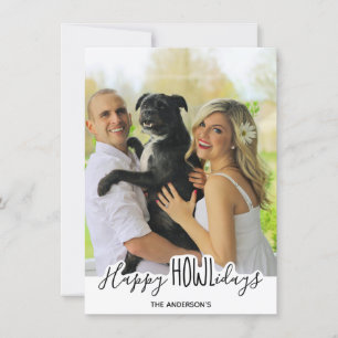 Happy Holidays from the Dog- White Black Pet Photo Holiday Card