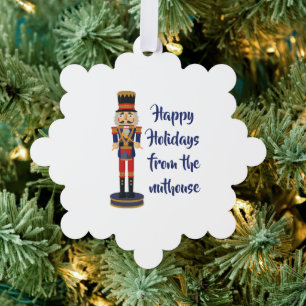 Happy Holidays from the nuthouse funny Nutcracker Tree Decoration Card