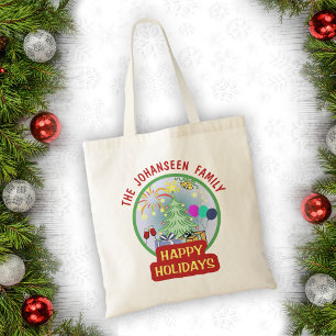 Happy Holidays Fun Colourful Christmas Festive Tote Bag