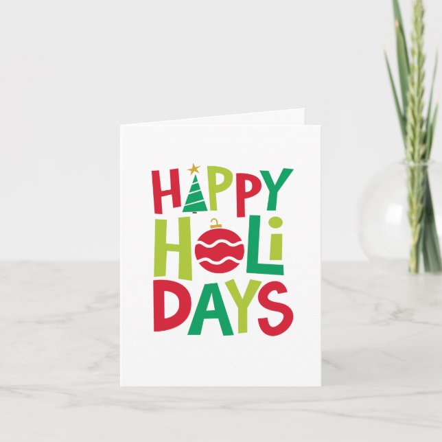 Happy holidays fun colourful handlettered holiday card (Front)