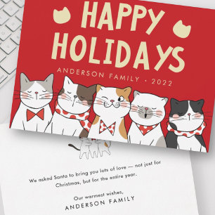 Happy Holidays Funny Cute Cats Caroling Holiday Card