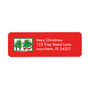 Happy Holidays Funny Dancing Christmas Trees Return Address Label
