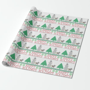 Happy Holidays Funny Dog Peeing Snowman Christmas Wrapping Paper