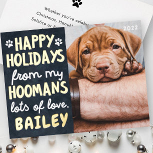 Happy Holidays Funny Modern Pet Custom Photo Foil Holiday Card