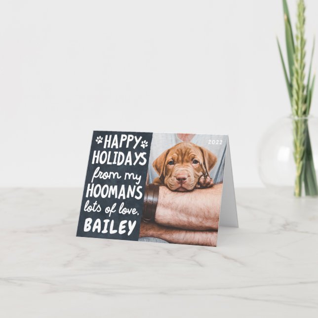 Happy Holidays Funny Modern Pet Custom Photo Holiday Card (Front)