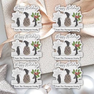 Happy Holidays Funny Penguin Christmas Gift Labels