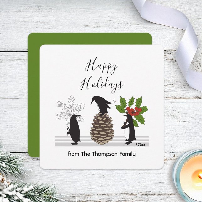 Happy Holidays Funny Penguin Whimsical Christmas Holiday Card (Creator Uploaded)