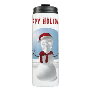 Happy Holidays. Funny skull-head snowman Thermal Tumbler