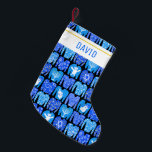 HAPPY HOLIDAYS Funny Ugly Hannukah Sweaters CUSTOM Small Christmas Stocking<br><div class="desc">Customise with a name or other text. 
Show your love for the holidays. Hand drawn by me! Check my shop for lots more matching items like wrapping paper,  pillows,  towels and gift wrap too!</div>