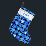 HAPPY HOLIDAYS Funny Ugly Hannukah Sweaters CUSTOM Small Christmas Stocking<br><div class="desc">Customise with a name or other text. 
Show your love for the holidays. Hand drawn by me! Check my shop for lots more matching items like wrapping paper,  pillows,  towels and gift wrap too!</div>