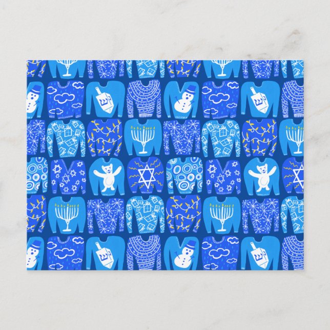 HAPPY HOLIDAYS Funny Ugly Hannukah Sweaters Postcard (Front)