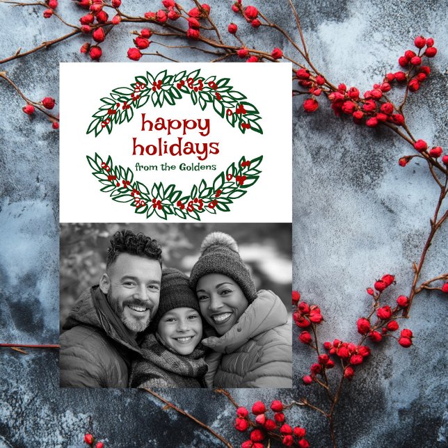 Happy Holidays Garland CUSTOM PHOTO Christmas Holiday Card (Happy Holidays Garland CUSTOM PHOTO Christmas Holiday Card
)