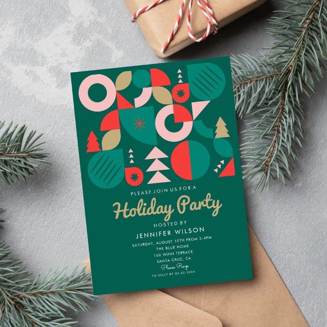 Happy Holidays Geometrical Whimsical Holiday Party Invitation (Creator Uploaded)
