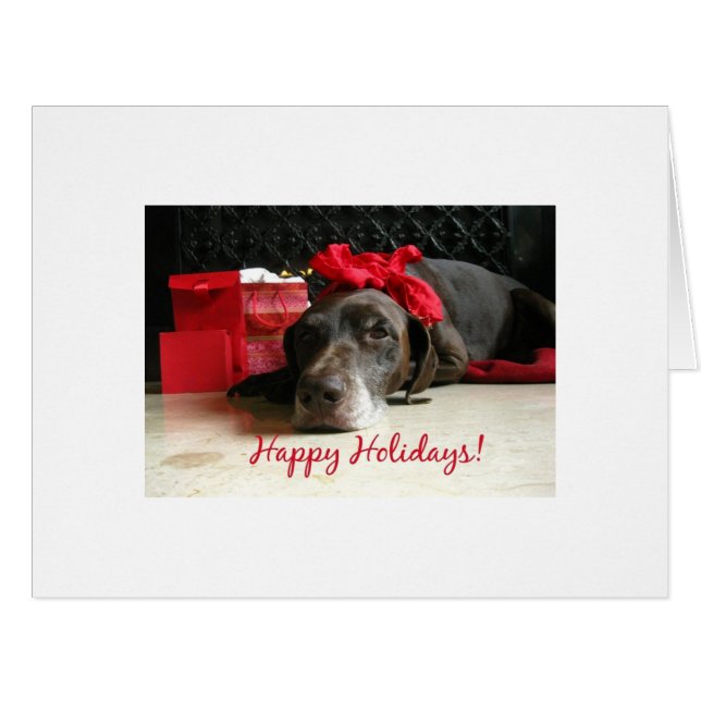 Happy Holidays german shorthaired pointer (Front Horizontal)