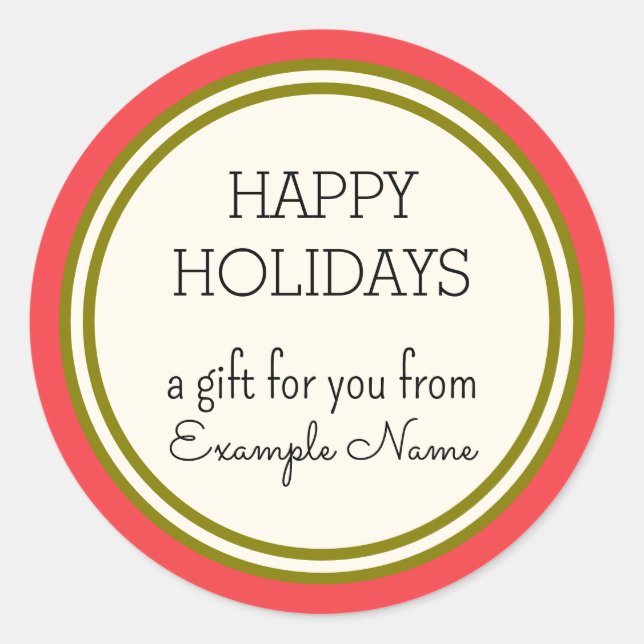 Happy Holidays Gift Label Template (Front)