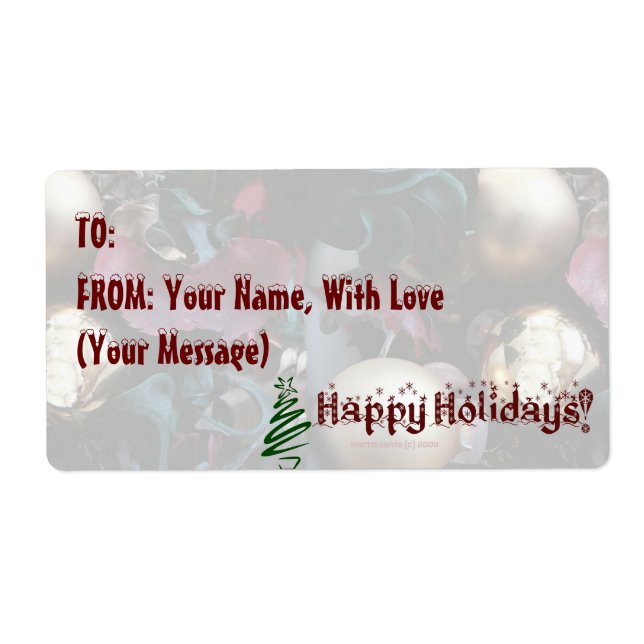Happy Holidays Gift Tag Label - Customise (Front)