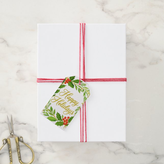 'Happy Holidays' Gift Tags (With Twine)