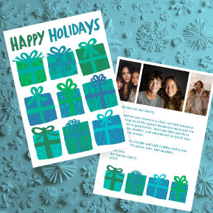 HAPPY HOLIDAYS Gifts Christmas CUSTOM 3 Photos  Holiday Card