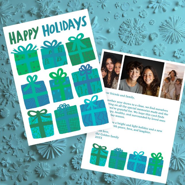 HAPPY HOLIDAYS Gifts Christmas CUSTOM 3 Photos  Holiday Card (HAPPY HOLIDAYS Gifts Christmas CUSTOM 3 Photos Holiday Letter Card
)