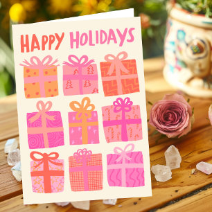 HAPPY HOLIDAYS Gifts Christmas CUSTOM Pink Cute  Holiday Card