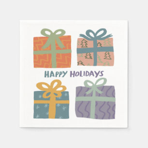 HAPPY HOLIDAYS Gifts Presents Christmas CUSTOM Napkin