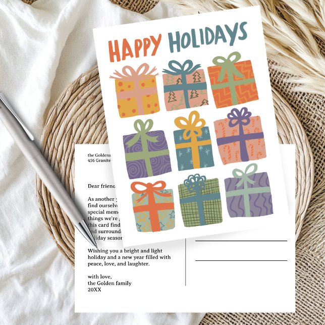 HAPPY HOLIDAYS Gifts Presents Christmas CUSTOM Postcard (HAPPY HOLIDAYS Gifts Presents Christmas CUSTOM Holiday Postcard
)