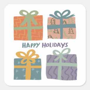 HAPPY HOLIDAYS Gifts Presents Christmas CUSTOM Square Sticker