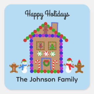 Happy Holidays Gingerbread House #1 Stickers