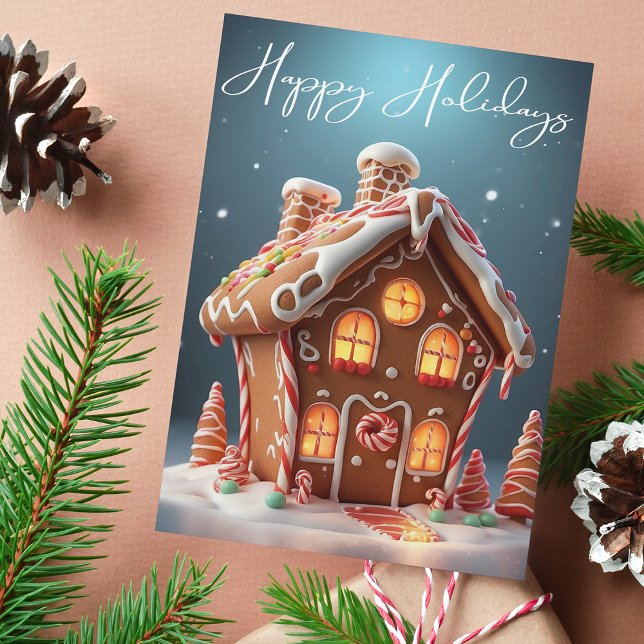Happy Holidays Gingerbread House Christmas Card (Creator Uploaded)