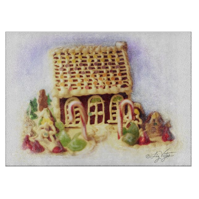 Happy Holidays Gingerbread House Cutting Board (Front)