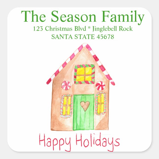 Happy Holidays Gingerbread house Envelope seal (Front)