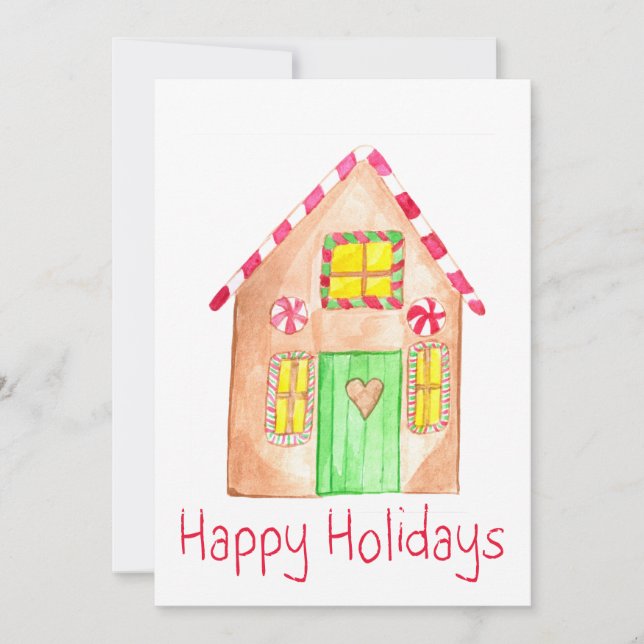 Happy Holidays Gingerbread house Invitation (Front)