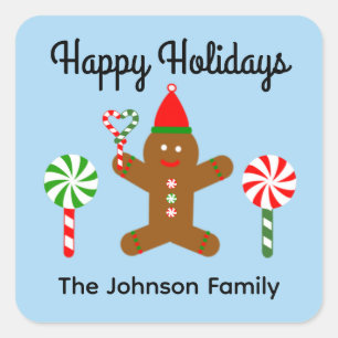 Happy Holidays Gingerbread Man #1 Stickers