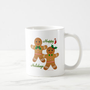 Happy Holidays Gingerbread Man Boy Girl Coffee Mug