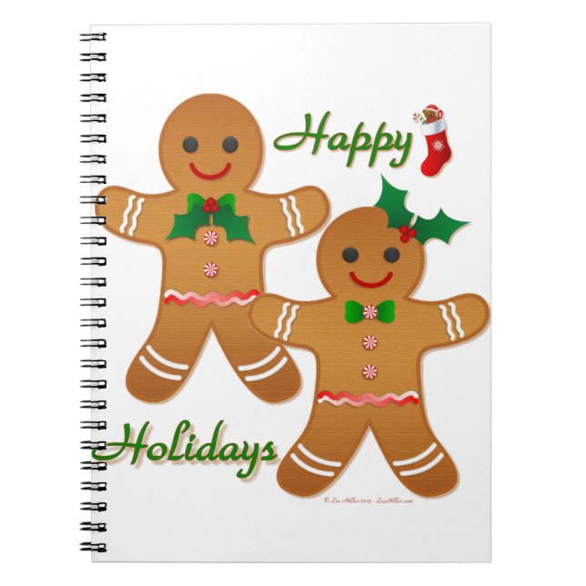 Happy Holidays Gingerbread Man Boy Girl Notebook (Front)