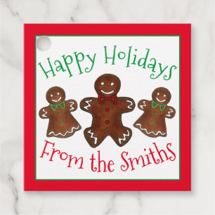 Happy Holidays Gingerbread Man Christmas Cookies Favour Tags