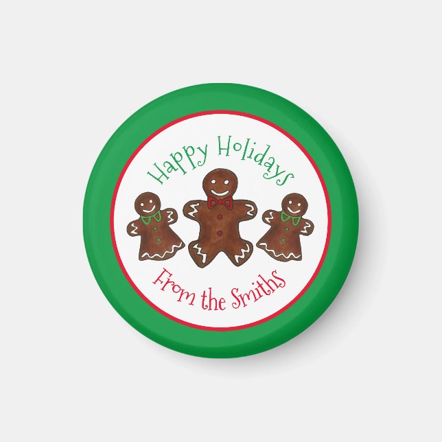 Happy Holidays Gingerbread Man Christmas Cookies Magnet (Front)