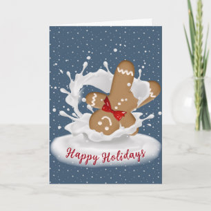 Happy Holidays Gingerbread Man in Milk Card