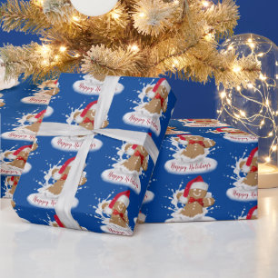 Happy Holidays Gingerbread Man in Milk Wrapping Paper